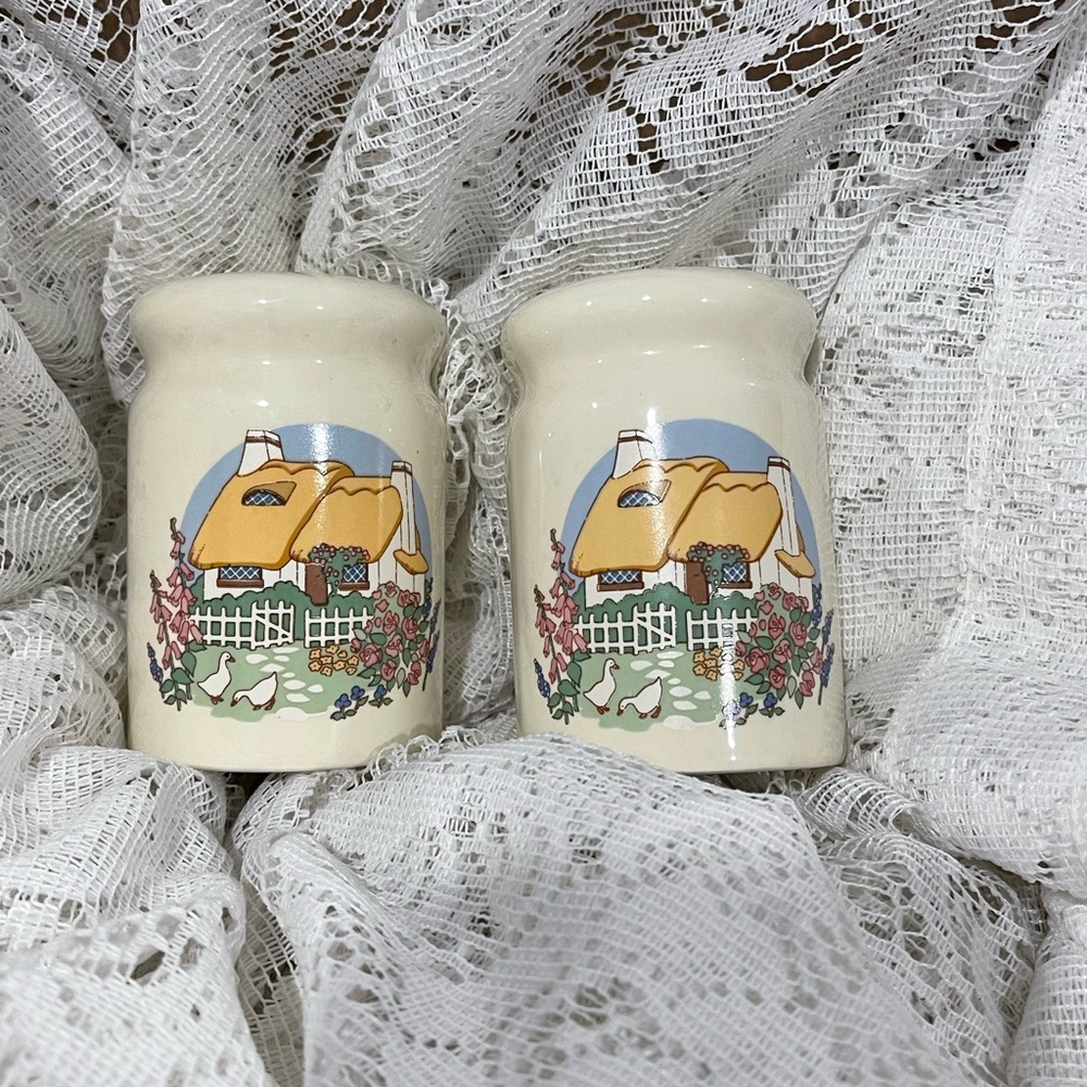 Vintagw  Ceramic Cottage Salt and Pepper Shakers